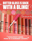 NYX PROFESSIONAL MAKEUP Butter Gloss Bling Lip Gloss, Non Sticky and Shiny Vegan Lip Makeup - Bring The Bling