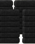 Tens Towels Pack of 24 Washcloths, 12 x 12 Inches, Lighter Weight, Quick to Dry, Super Soft & Absorbent, Gentle Face Towels, Hotel Quality, Perfect for Bathroom, Gym, Spa (Black, 24 Pack)