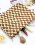 Pazimiik knitted checkered makeup bag