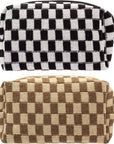 Pazimiik checkered makeup bag for
