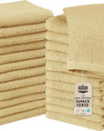 Utopia Towels 24 Pack Cotton Washcloths Set, 100% Ring Spun Cotton, Premium Quality Flannel Face Cloths, Highly Absorbent and Soft Feel Fingertip Towels, Beige