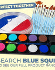Blue Squid Face Paint Water Based Single Cake Professional Face & Body Paint - Water Activated, Kids Adults Face Painting for Costume, Halloween Makeup, Cosplay - Red, White & Blue Face Paint 30g