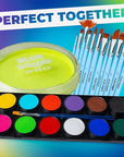 Blue Squid Face Paint Water Based Single Cake Professional Face Paint & Body Paint - Water Activated, Kids Adults Face Painting for Costume, Halloween Makeup, Cosplay - UV Pastel Yellow Face Paint 30g