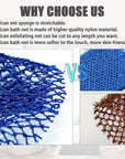 African Net Sponge, 2 Pieces Exfoliating Premium Nylon Bathing/Wash Net for Daily Back Body Scrub Scrubber Shower Net (Black, Blue) …