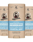 Dr. Squatch Natural Deodorant for Men - Odor-Squatching Aluminum Free - Coastal Mist (2.65 oz, 3-Pack)