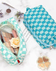Pazimiik checkered makeup bag for