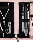 3 Swords Germany - brand quality 10 piece manicure pedicure grooming kit set for nail care scissors clipper pink synthetic leather case - Made by 3 Swords