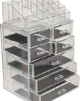 Sorbus Acrylic Makeup Organizer Set, 7-Drawer Vanity & Countertop Cosmetic Storage with Small & Wide Compartments, CLear Makeup Storage for Brushes, Jewelry – Holiday Gift for Women & Teens