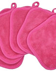 Makeup Remover Cloths for Face, Eye, Lips - Reusable Makeup Remover Pads Soft Microfiber Facial Cleansing Cloths 5 x 5 inch 6 Pack (Dark Pink)