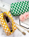 Pazimiik checkered makeup bag for