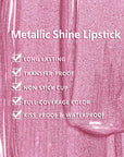 MAKI YIKA Pink Lipstick for Women Metallic Lipsticks Glitter Long Lasting Lipstick No Smudge No Transfer Liquid Lip Gloss (BR013 First Love)