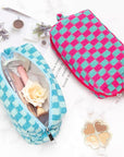 Pazimiik checkered makeup bag for