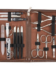 3 Swords Germany - brand quality 16 piece manicure pedicure grooming kit set for professional finger & toe nail care scissors clipper synthetic leather case, Made in Germany