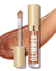 REVLON Super Lustrous Glimmer Gloss, Non-Sticky Lip Gloss, High-Shine Finish, Plant-Based Glitter, 006 Bronze Spark, 0.13 fl oz