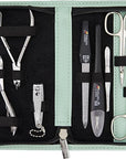 3 Swords Germany - brand quality 10 piece manicure pedicure grooming kit set for nail care scissors clipper mint synthetic leather case - Made by 3 Swords