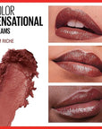 Maybelline Color Sensational Lipstick, Lip Makeup, Cream Finish, Hydrating Lipstick, Rum Riche, Deep Nude ,1 Count