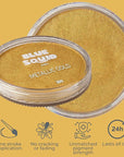 Blue Squid Face Paint Water Based Single Cake Professional Face Paint & Body Paint - Water Activated, Kids Adults Face Painting for Costume, Halloween Makeup, Cosplay - Metallic Gold Face Paint 30g