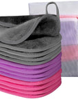 Makeup Remover Cloth, 6" x 6" Make Up Towels Reusable Face Cloth for Washing Face, Makeup Remover Pads Microfiber Face Washcloth with Mesh Bag, Just Water, Eco-friendly, 12 PACK