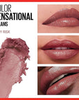Maybelline Color Sensational Lipstick, Lip Makeup, Cream Finish, Hydrating Lipstick, Nude, Pink, Red, Plum Lip Color, Rosy Risk, 0.15 oz; (Packaging May Vary)