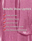 MAKI YIKA Purple Lipstick for Women Metallic Lipsticks Glitter Long Lasting Lipstick No Smudge No Transfer Liquid Pink Lip Gloss (BR07 Promise Me)