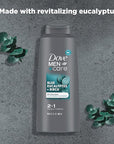 DOVE MEN + CARE 2 in 1 Shampoo Conditioner Eucalyptus + Birch 3 Count For Healthy-Looking Hair Naturally Derived Plant Based Cleansers 20.4 oz