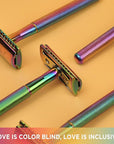 Safety Razor for Women,Safety Razor with 5 Blades,Women Razor with a Delicate Box,Free of Plastic (Stand Style Rainbow Razor)
