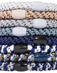 L. Erickson Grab & Go Pony - Indigo Blues - 8 Pack Ponytail Holder Hair Ties - Blue, Navy Mix