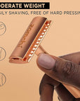 Safety Razor for Women, Men's Single Blade Razor with a Razor Stand with 10 Blades, Double Edge Razor with a Texture Handle, Metal Razor Women, Fits All Double Edge Razor Blades (Rose Gold)