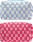 Pazimiik checkered makeup bag for