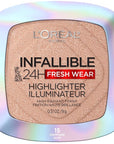 L'Oreal Paris Infallible Up to 24HR Highlighter, Longwear Powder Highlighter For All Day Glow, Champagne Glow, 0.31 Oz