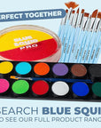Blue Squid Face Paint Water Based Single Cake Professional Face Paint & Body Paint - Water Activated, Kids Adults Face Painting for Costume, Halloween Makeup, Cosplay - Red & Yellow Face Paint 30g
