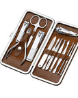 FAMILIFE Manicure Set, Professional Nail Kit Nail Clipper Set, 12PCS Stainless Steel Manicure Kit, with Brown Leather Travel Case Luxury Gifts for Him