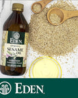 Eden Organic Sesame Oil, Unrefined, Extra Virgin, Traditionally Pressed, 16 fl oz Glass Bottle