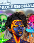 Blue Squid Face Paint Water Based Single Cake Professional Face & Body Paint - Water Activated, Kids Adults Face Painting for Costume, Halloween Makeup, Cosplay - Green, White, & Orange Face Paint 30g