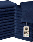 Utopia Towels 24 Pack Cotton Washcloths Set - 100% Ring Spun Cotton, Premium Quality Flannel Face Cloths, Highly Absorbent and Soft Feel Fingertip Towels (Navy)