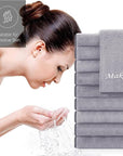 Cosy Family 10 Pack Makeup Remover Wash Cloths - Soft Microfiber Fingertip Facial Cleansing Cloths for Hand and Make Up, 12 x 12 in, Grey
