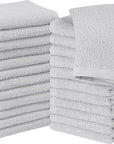 Utopia Towels 24 Pack Cotton Washcloths Set, 100% Ring Spun Cotton, Premium Quality Flannel Face Cloths, Highly Absorbent and Soft Feel Fingertip Towels, Silver