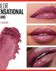 Maybelline Color Sensational Lipstick, Lip Makeup, Cream Finish, Hydrating Lipstick, Nude, Pink, Red, Plum Lip Color, Pink Score, 0.15 oz; (Packaging May Vary)