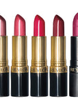 Revlon Super Lustrous 5-Piece Lipstick Gift Set, High Impact, Moisturizing, 460 Blushing Mauve & 430 Soft Silver Rose (Pearl), 775 Super Red & 777 Vampire Love (Cream), 025 Insane (Matte), 0.75 Oz