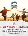 Barlean's Citrus Sorbet High Potency Omega 3 Fish Oil Liquid Supplement, 1500mg of EPA & DHA Fatty Acid, Smoothie Flavored & Burpless for Brain, Joint, & Heart Health, 16 oz