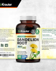 BIO KRAUTER Dandelion Root Capsules - 1800 mg Strength - 250 Count - Dandelion Root Supplement - Vegan Dandelion Powder Capsules for Digestion, Liver Support, Cleansing and Immunity