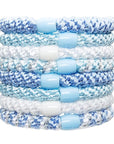 L. Erickson Grab & Go Pony - Caribbean - 8 Pack Ponytail Holder Hair Ties - Blue Mix