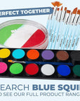 Blue Squid Face Paint Water Based Single Cake Professional Face & Body Paint - Water Activated, Kids Adults Face Painting for Costume, Halloween Makeup, Cosplay - Green, White, Red Face Paint 30g