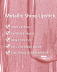 MAKI YIKA Pink Nude Lipstick for Women Metallic Lipsticks Glitter Long Lasting Lipstick No Smudge No Transfer Liquid Lip Gloss (BR017 Love Fighter)