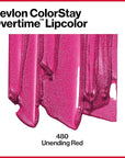 Revlon Liquid Lipstick with Clear Lip Gloss, ColorStay Overtime Lipcolor, Dual Ended with Vitamin E, 480 Unending Red, 0.07 Fl Oz