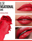 Maybelline Color Sensational Lipstick, Lip Makeup, Cream Finish, Hydrating Lipstick, Nude, Pink, Red, Plum Lip Color, Red Revolution, 0.15 oz; (Packaging May Vary)