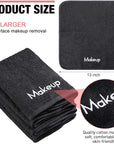 Chumia 18 Pcs Makeup Remover Cloths 13 x 13 Inch Makeup Towel Face Washcloths with Embroidery Black Reusable Washcloths Soft Cleansing Face Towel for Women