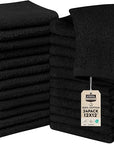 Utopia Towels 24 Pack Cotton Washcloths Set, 100% Ring Spun Cotton, Premium Quality Flannel Face Cloths, Highly Absorbent and Soft Feel Fingertip Towels, Black