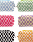 Pazimiik checkered makeup bag for
