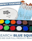 Blue Squid Face Paint Water Based Single Cake Professional Face Paint & Body Paint - Water Activated, Kids Adults Face Painting for Costume, Halloween Makeup, Cosplay - Classic White Face Paint 30g